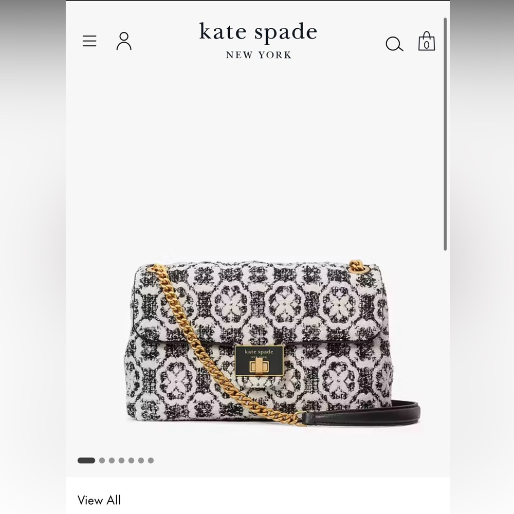 Kate Spade Tweed Evelyn Spade Flower Monogram Medium Convertible Shoulder Bag - Picture 14 of 14